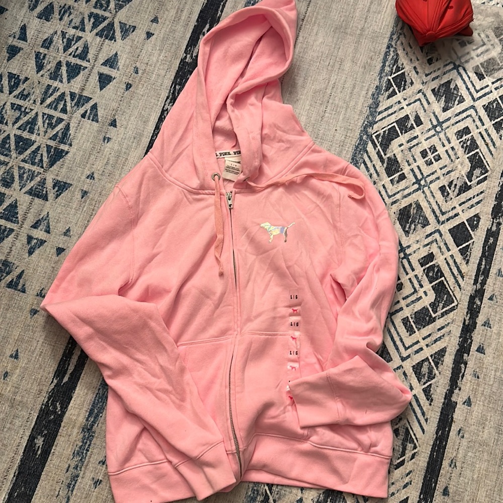 Brand new with tags Victoria secret pink zip up hooded sweatshirt